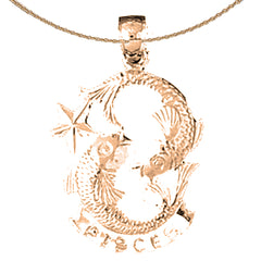 Zodíaco de Oro de 14K o 18K - Colgante Piscis