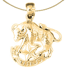 Zodíaco de Oro de 14K o 18K - Colgante Tauro