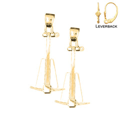 14K oder 18K Gold 47mm 3D Anker Ohrringe