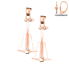 14K oder 18K Gold 47mm 3D Anker Ohrringe