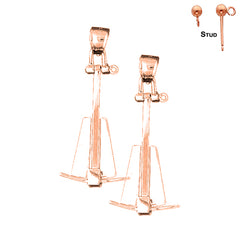 14K oder 18K Gold 47mm 3D Anker Ohrringe