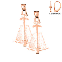 14K or 18K Gold 3D Anchor Earrings