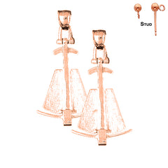 14K or 18K Gold 3D Anchor Earrings