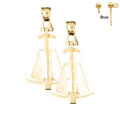 14K or 18K Gold 3D Anchor Earrings
