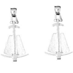 14K or 18K Gold 44mm 3D Anchor Earrings