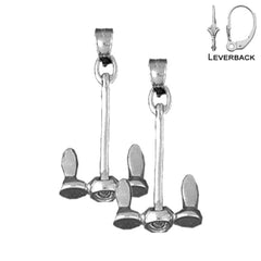 31 mm Anker-Ohrringe aus Sterlingsilber (weiß- oder gelbvergoldet)