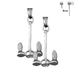 31 mm Anker-Ohrringe aus Sterlingsilber (weiß- oder gelbvergoldet)