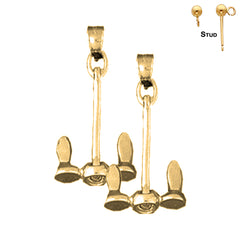 14K or 18K Gold Anchor Earrings