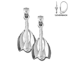 Pendientes de ancla de plata de ley de 29 mm (chapados en oro blanco o amarillo)