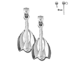 Pendientes de ancla de plata de ley de 29 mm (chapados en oro blanco o amarillo)