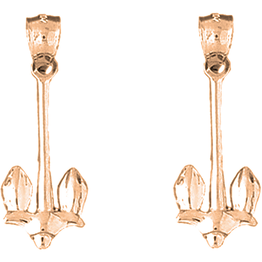14K or 18K Gold 36mm Anchor Earrings