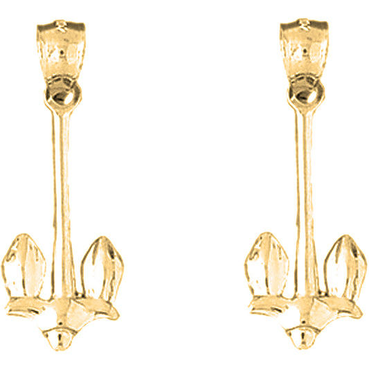 14K or 18K Gold 36mm Anchor Earrings