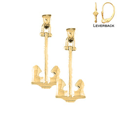 Sterling Silver 39mm Anchor Earrings (White or Yellow Gold Plated)