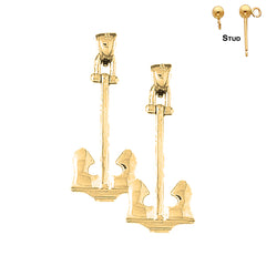 Sterling Silver 39mm Anchor Earrings (White or Yellow Gold Plated)