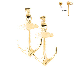 Pendientes de ancla de plata de ley de 30 mm (chapados en oro blanco o amarillo)
