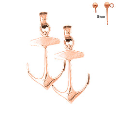 14K or 18K Gold Anchor Earrings