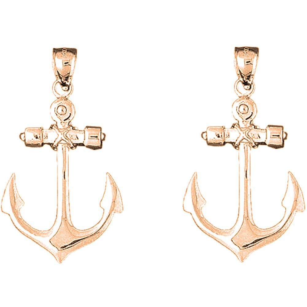 14K or 18K Gold 41mm Anchor Earrings