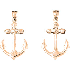 14K or 18K Gold 41mm Anchor Earrings