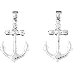 14K or 18K Gold 41mm Anchor Earrings