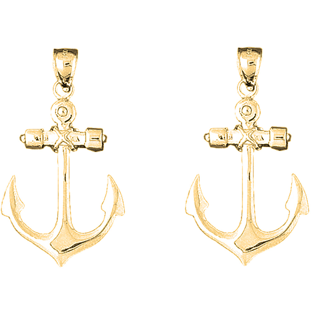 14K or 18K Gold 41mm Anchor Earrings
