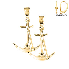 14K or 18K Gold 3D Anchor Earrings