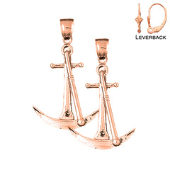 14K or 18K Gold 3D Anchor Earrings