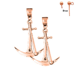 14K or 18K Gold 3D Anchor Earrings