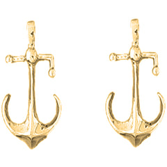 14K or 18K Gold 28mm Anchor Earrings