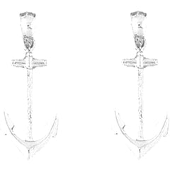 Sterling Silver 36mm Anchor Earrings
