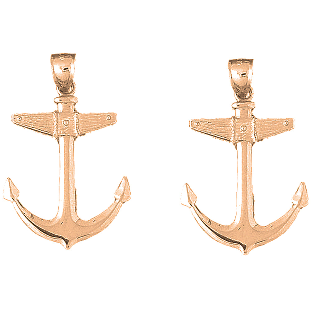 14K or 18K Gold 41mm Anchor Earrings