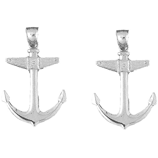 Sterling Silver 41mm Anchor Earrings