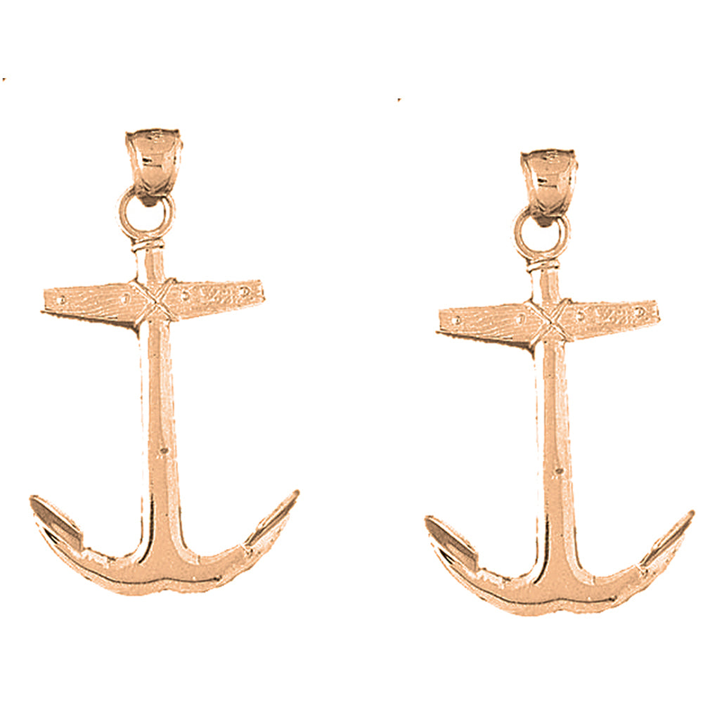 14K or 18K Gold 46mm Anchor Earrings