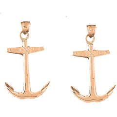 14K or 18K Gold 46mm Anchor Earrings