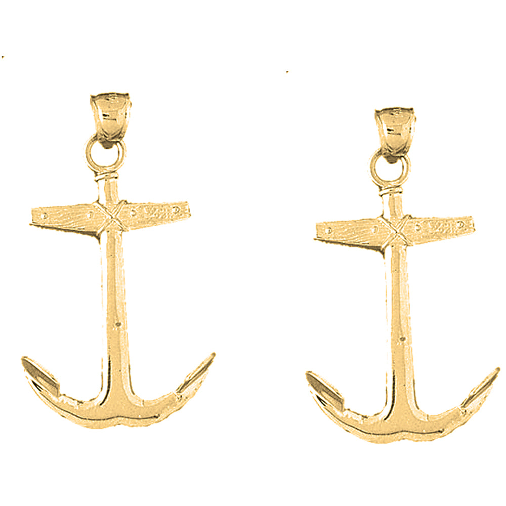 14K or 18K Gold 46mm Anchor Earrings
