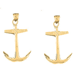 14K or 18K Gold 46mm Anchor Earrings