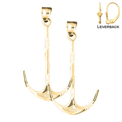 Sterling Silver 50mm Anchor Earrings (White or Yellow Gold Plated)