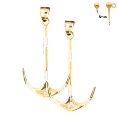 Sterling Silver 50mm Anchor Earrings (White or Yellow Gold Plated)