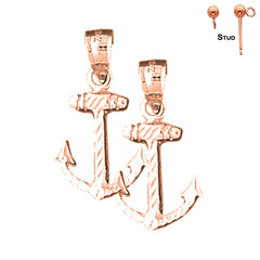 14K or 18K Gold Anchor Earrings