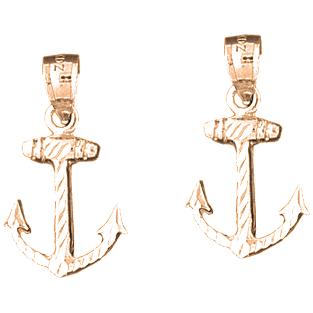 14K or 18K Gold 23mm Anchor Earrings