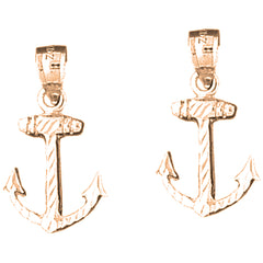 14K or 18K Gold 23mm Anchor Earrings