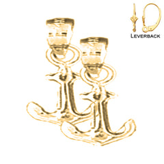 Pendientes de ancla de plata de ley de 16 mm (chapados en oro blanco o amarillo)
