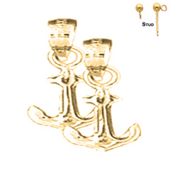 Pendientes de ancla de plata de ley de 16 mm (chapados en oro blanco o amarillo)