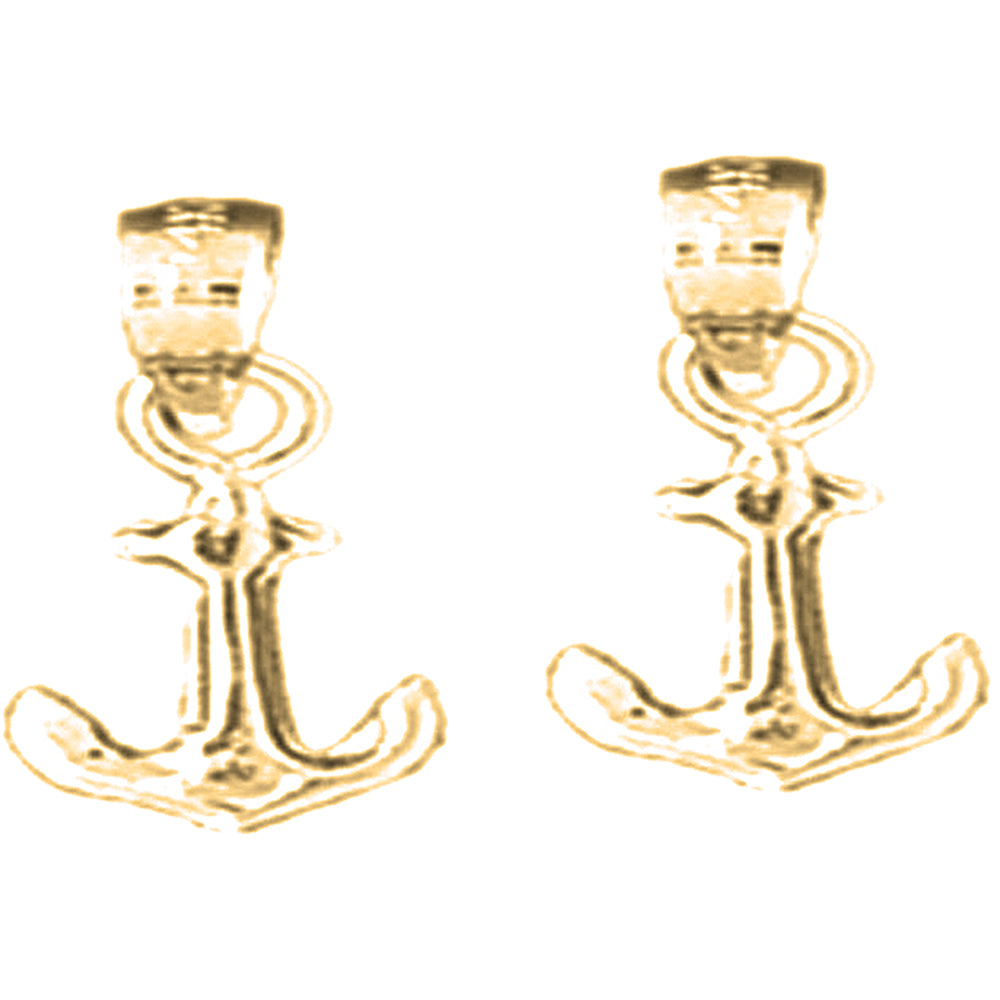 14K or 18K Gold 16mm Anchor Earrings
