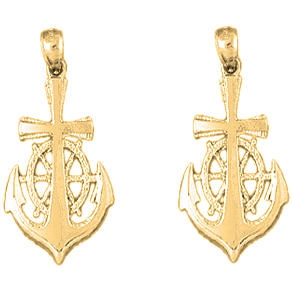 Yellow Gold-plated Silver 39mm Anchor Earrings
