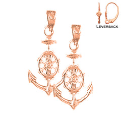 14K or 18K Gold Anchor Earrings