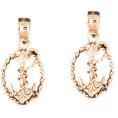 14K or 18K Gold 22mm Anchor Earrings