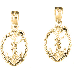 14K or 18K Gold 22mm Anchor Earrings