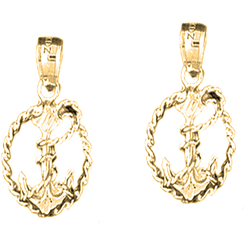 Yellow Gold-plated Silver 22mm Anchor Earrings