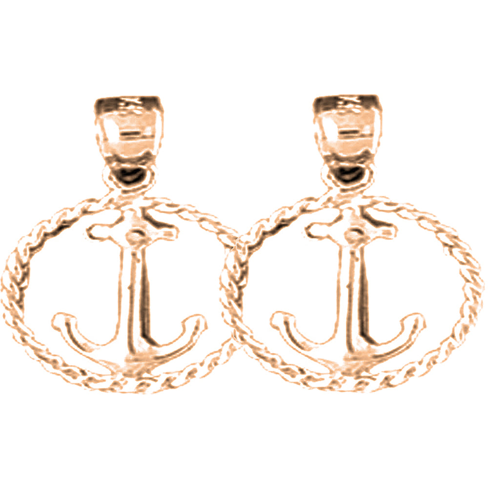 14K or 18K Gold 22mm Anchor Earrings