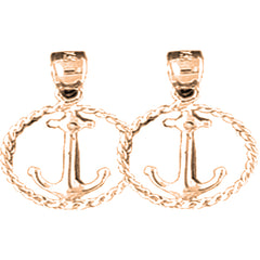 14K or 18K Gold 22mm Anchor Earrings
